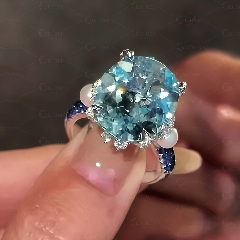 5ct Oval Cut Aquamarine Sapphire Engagement Ring