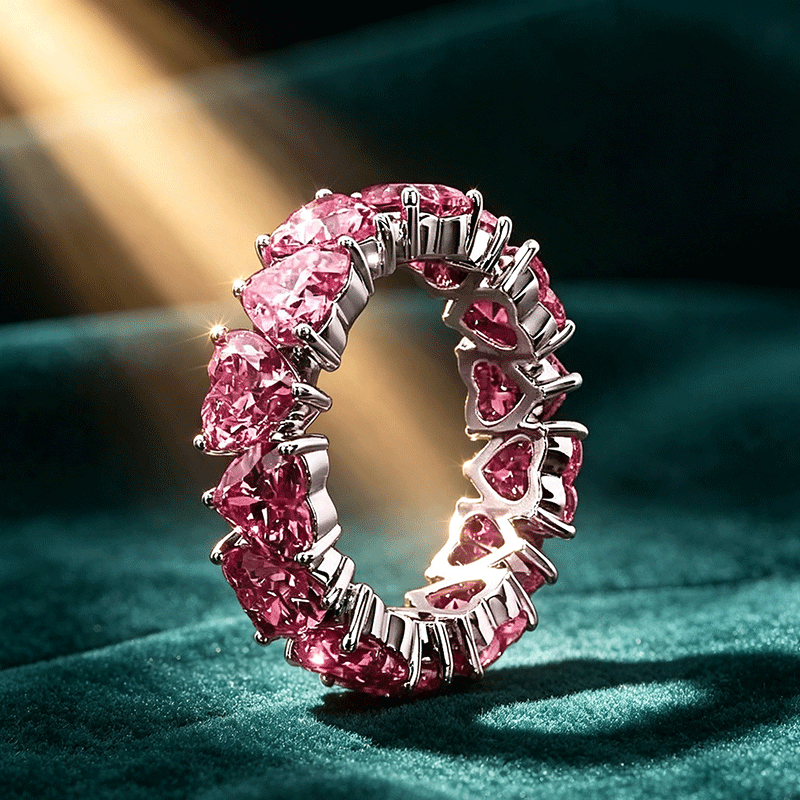 5.75ct Love Heart Cut Ruby Sapphire Eternity Band
