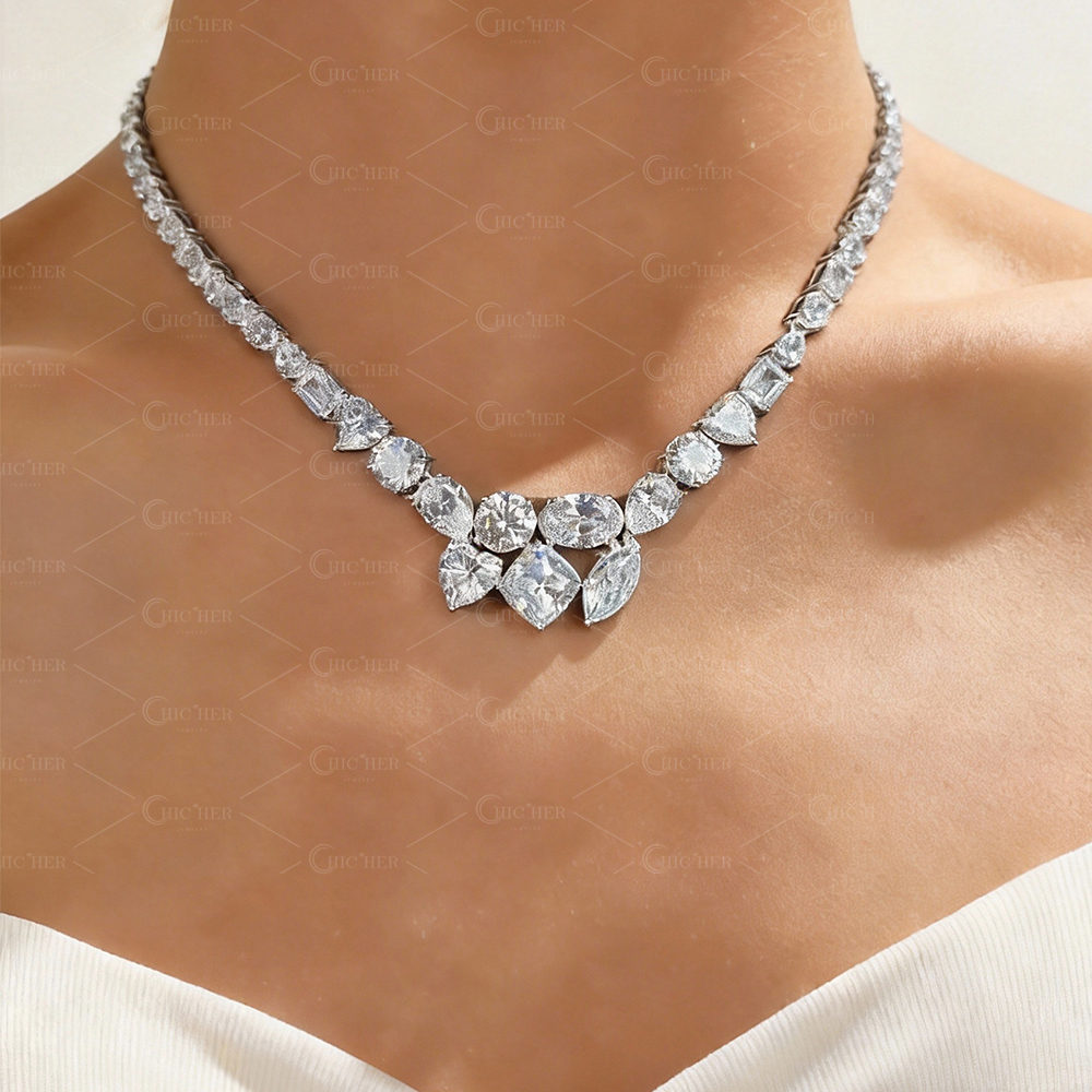 Brilliant Multi Cut White Sapphire Necklace