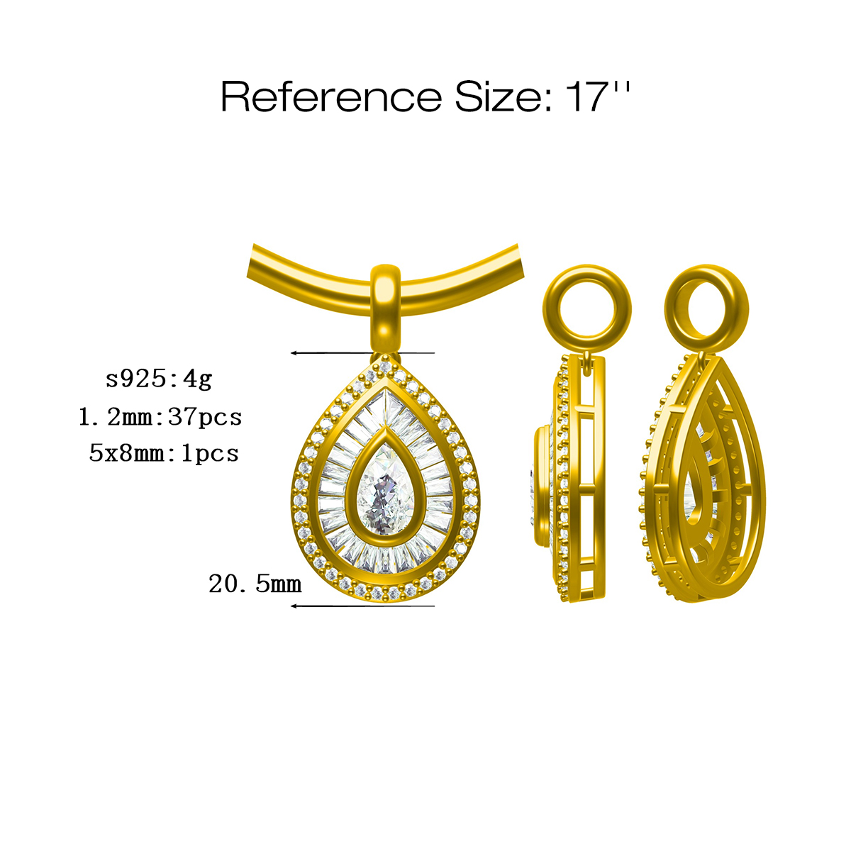 Double Halo Pear Cut White Sapphire Torque Necklace