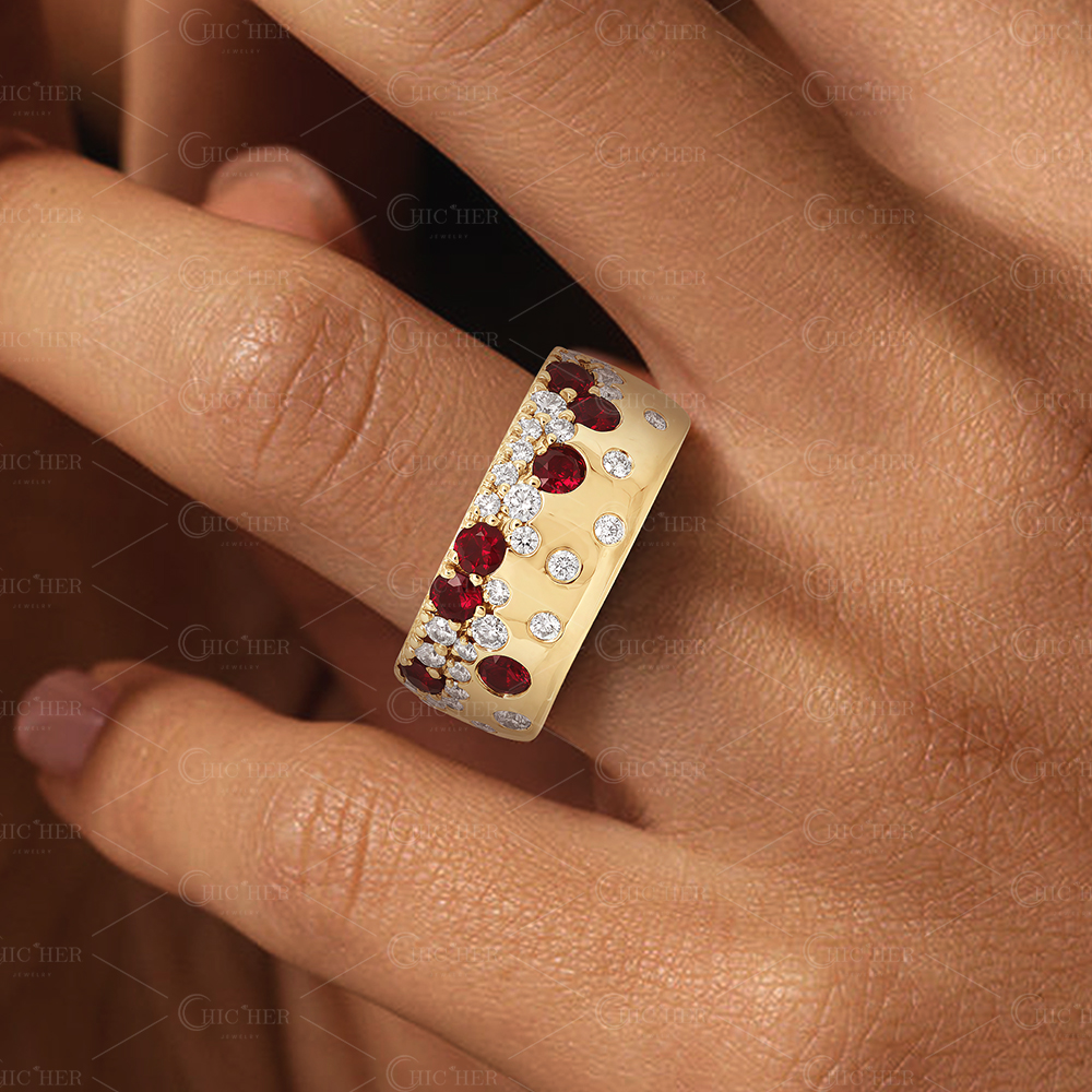 2.65ct Scattered Garnet&White Sapphire Cigar Band