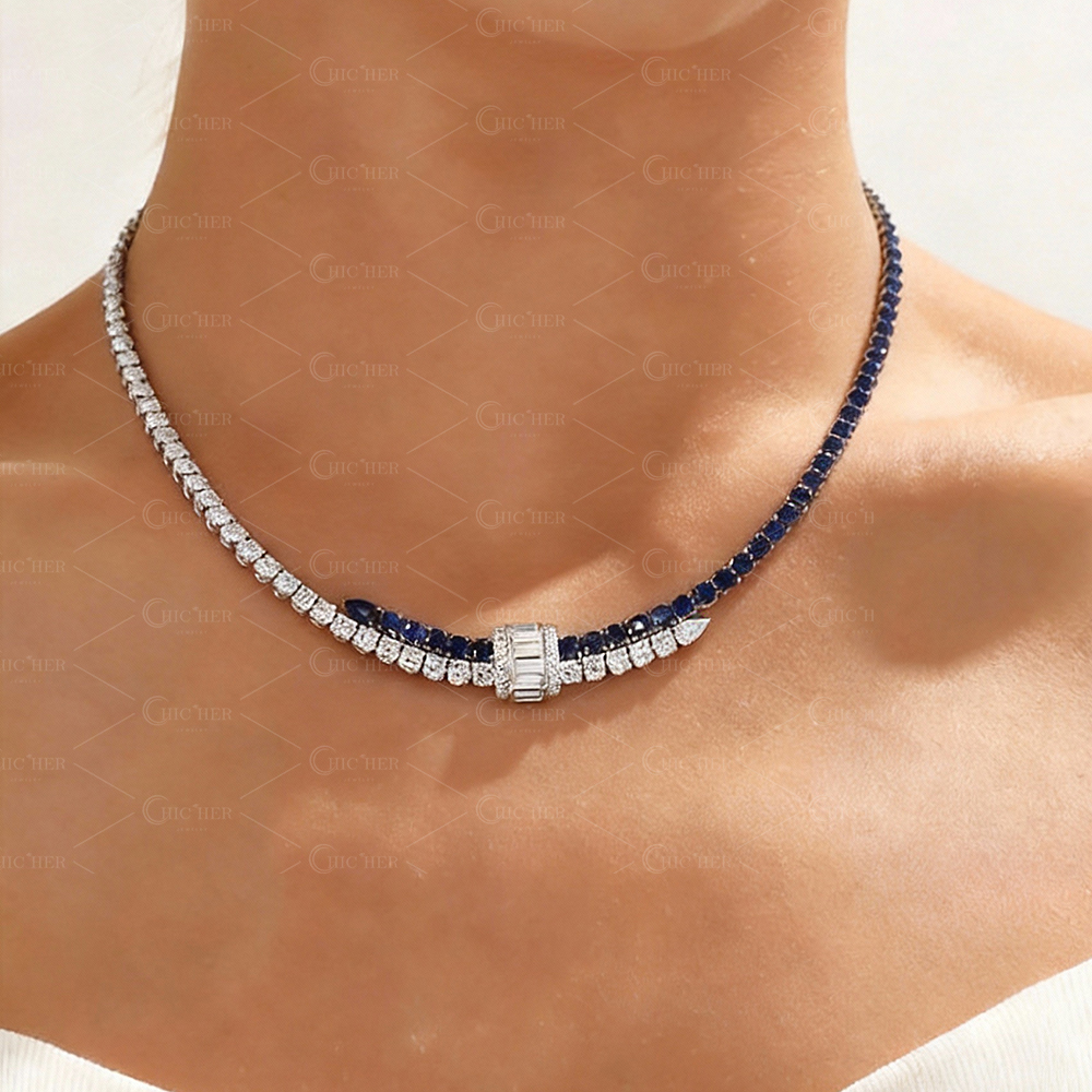 Color Block Unisex Necklace - Blue/Pink Option