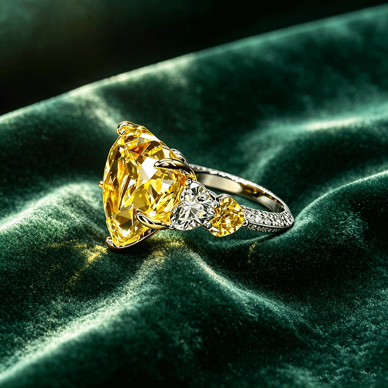 6ct Heart Cut Yellow Sapphire Full Diamond Ring
