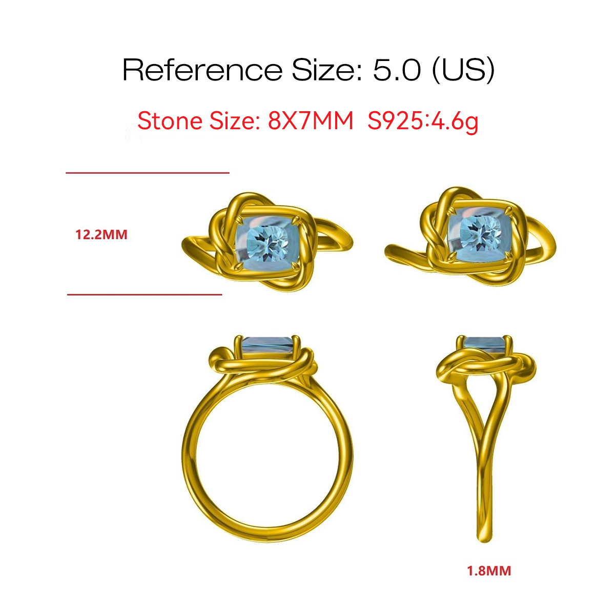 3ct Infinity Knot Ring Cushion Cut Unique Rings