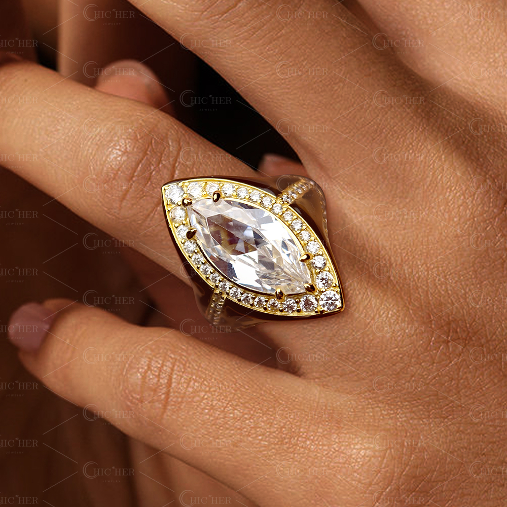 5ct Marquise Cut White Sapphire Engagement Ring