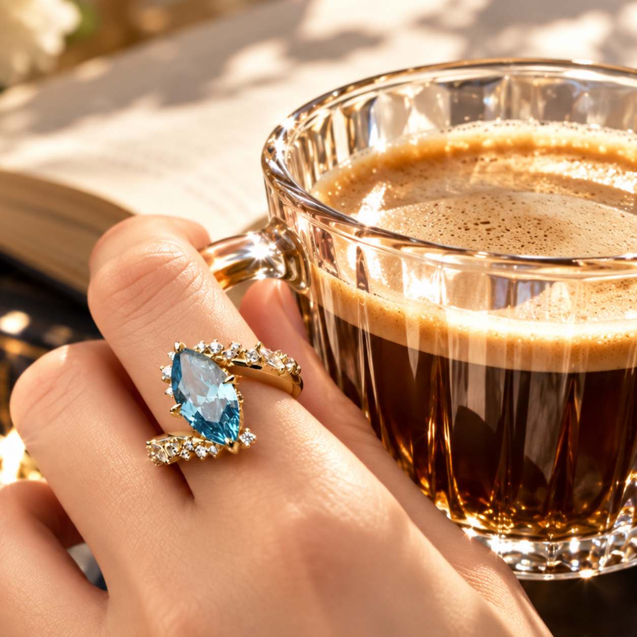 3ct Marquise Cut Fancy Aquamarine Sapphire Engagement Ring