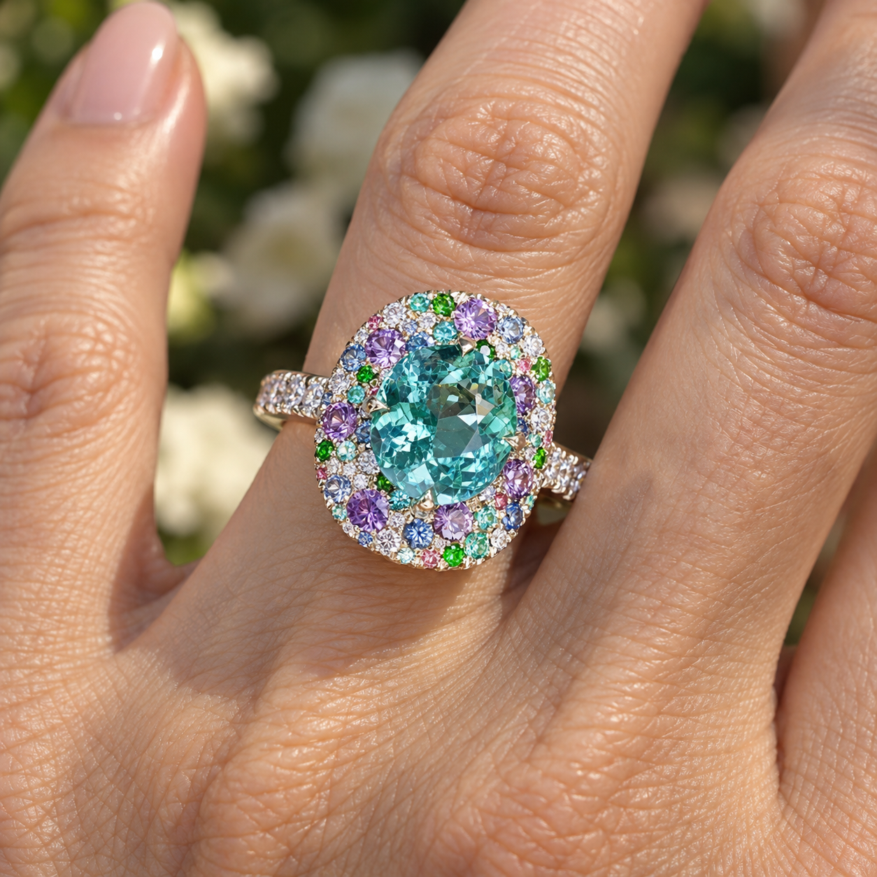 5ct Oval Cut Aquamarine Sapphire Cocktail Ring