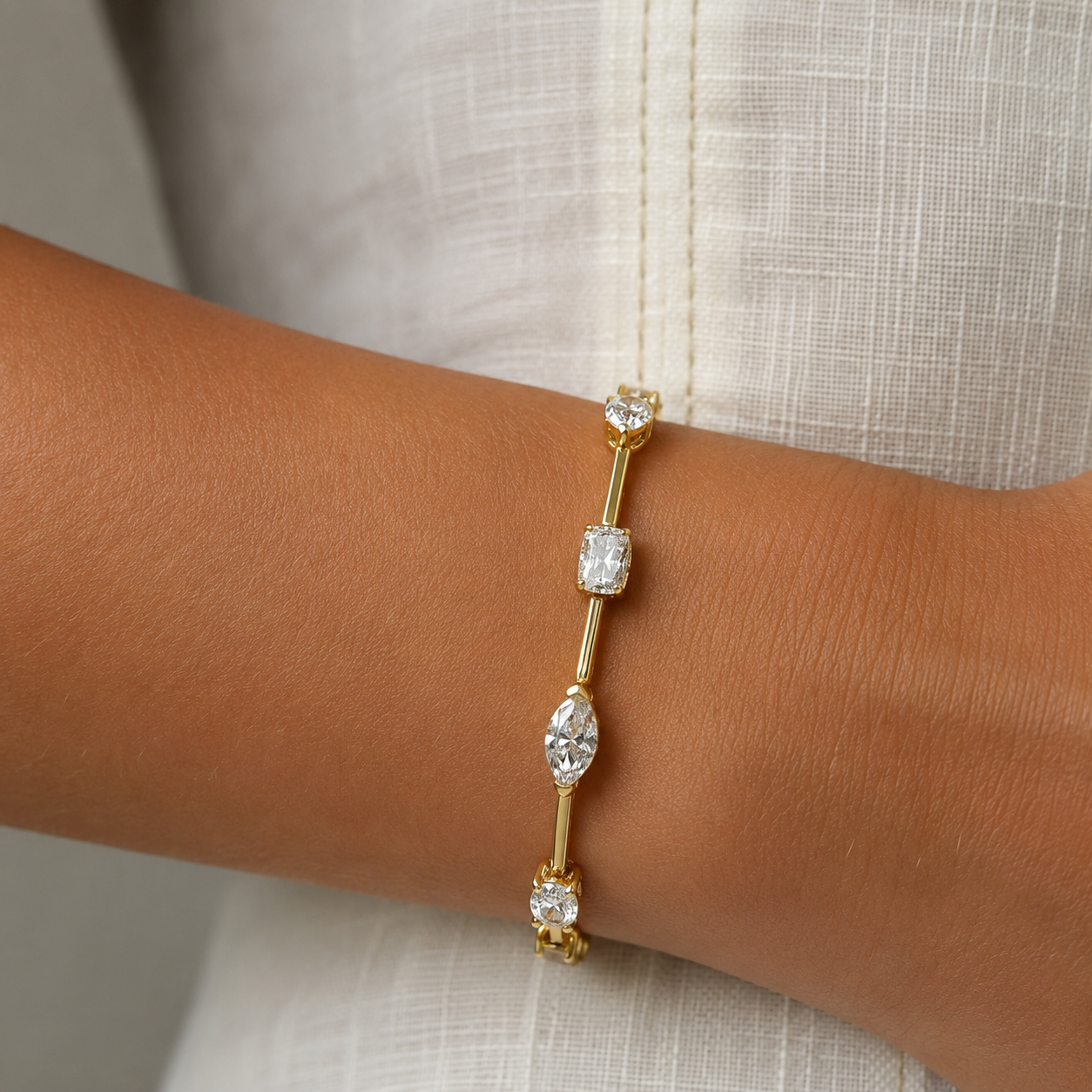 Classic Multiple Cut White Sapphire Bracelet