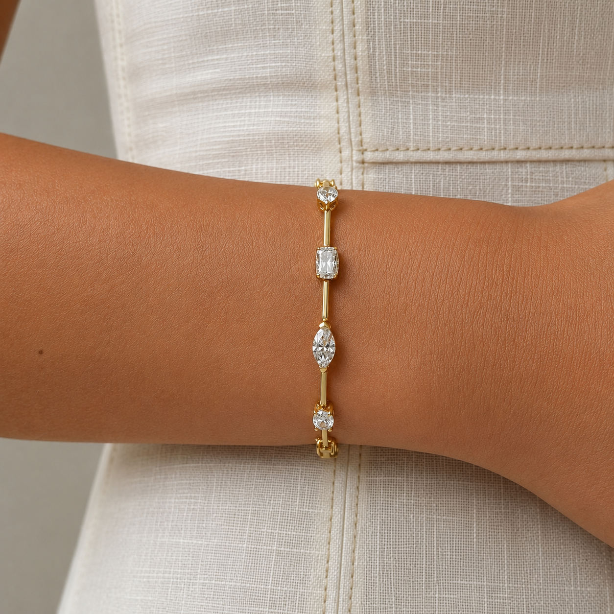 Classic Multiple Cut White Sapphire Bracelet
