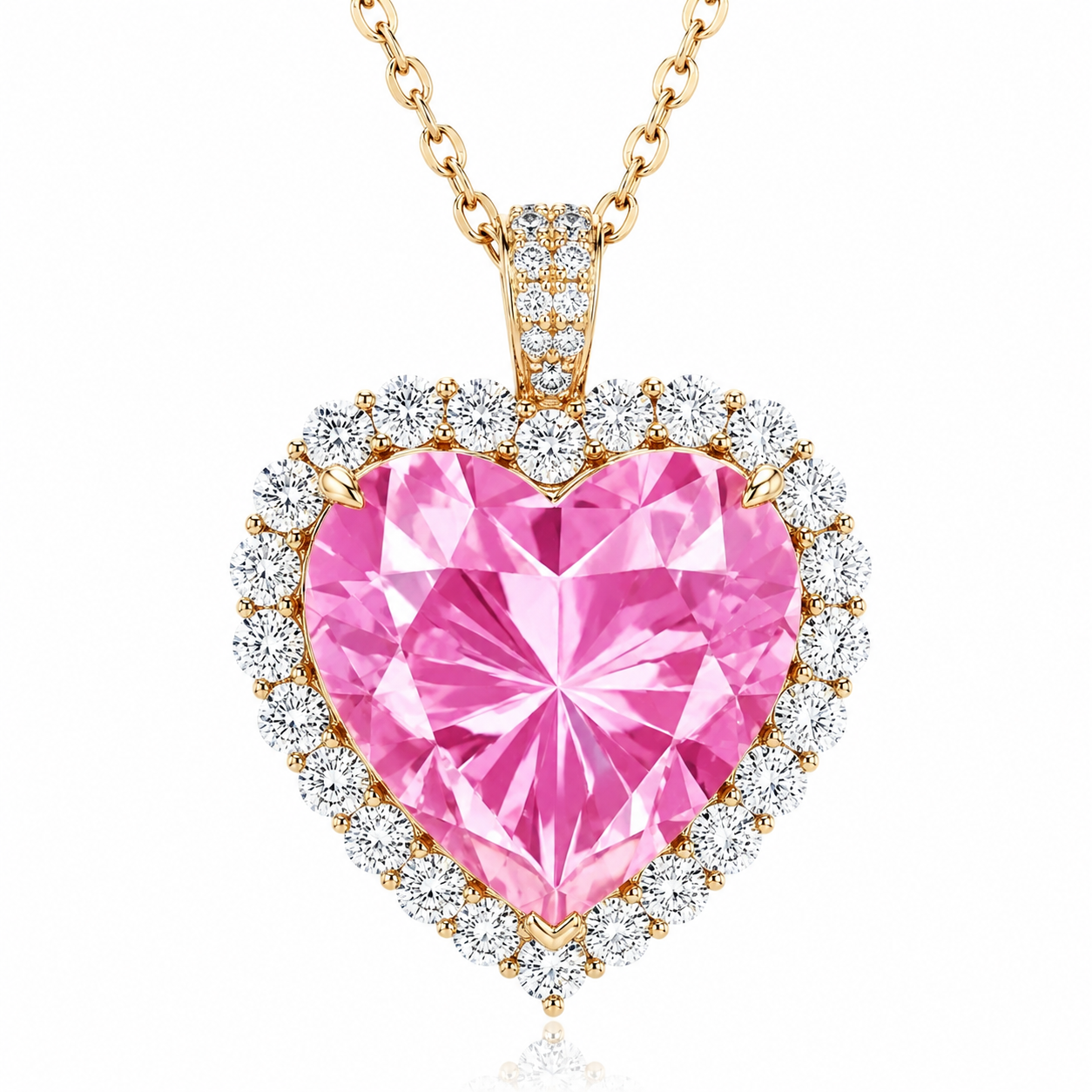 8ct Heart Cut Pink Sapphire Necklace