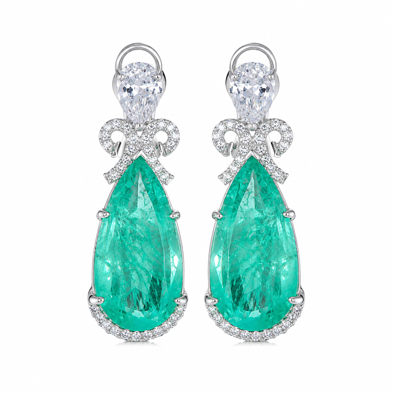 Pear Cut Green Sapphire Drop Earrings