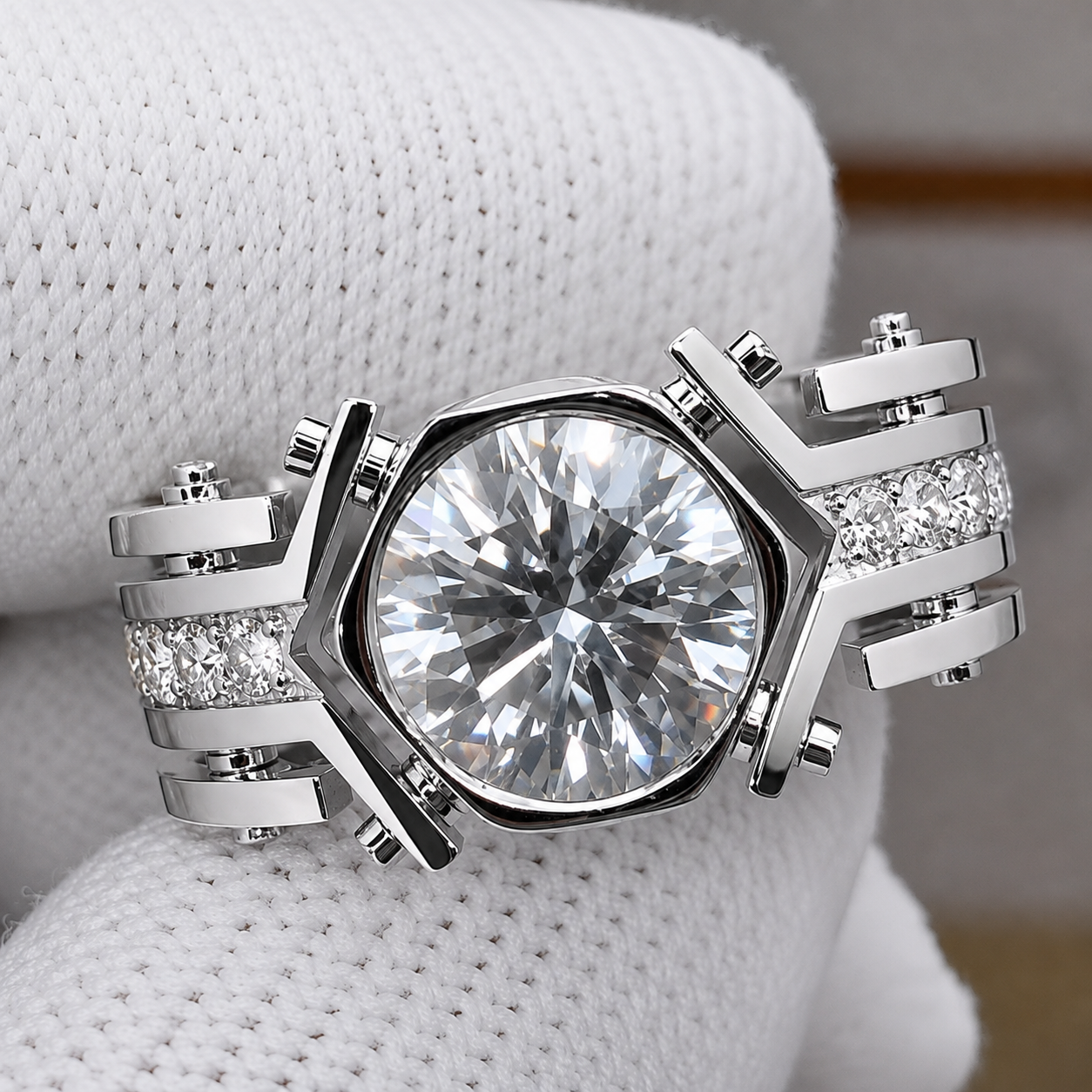 3ct Round Cut White Sapphire Men's Engagement Ring