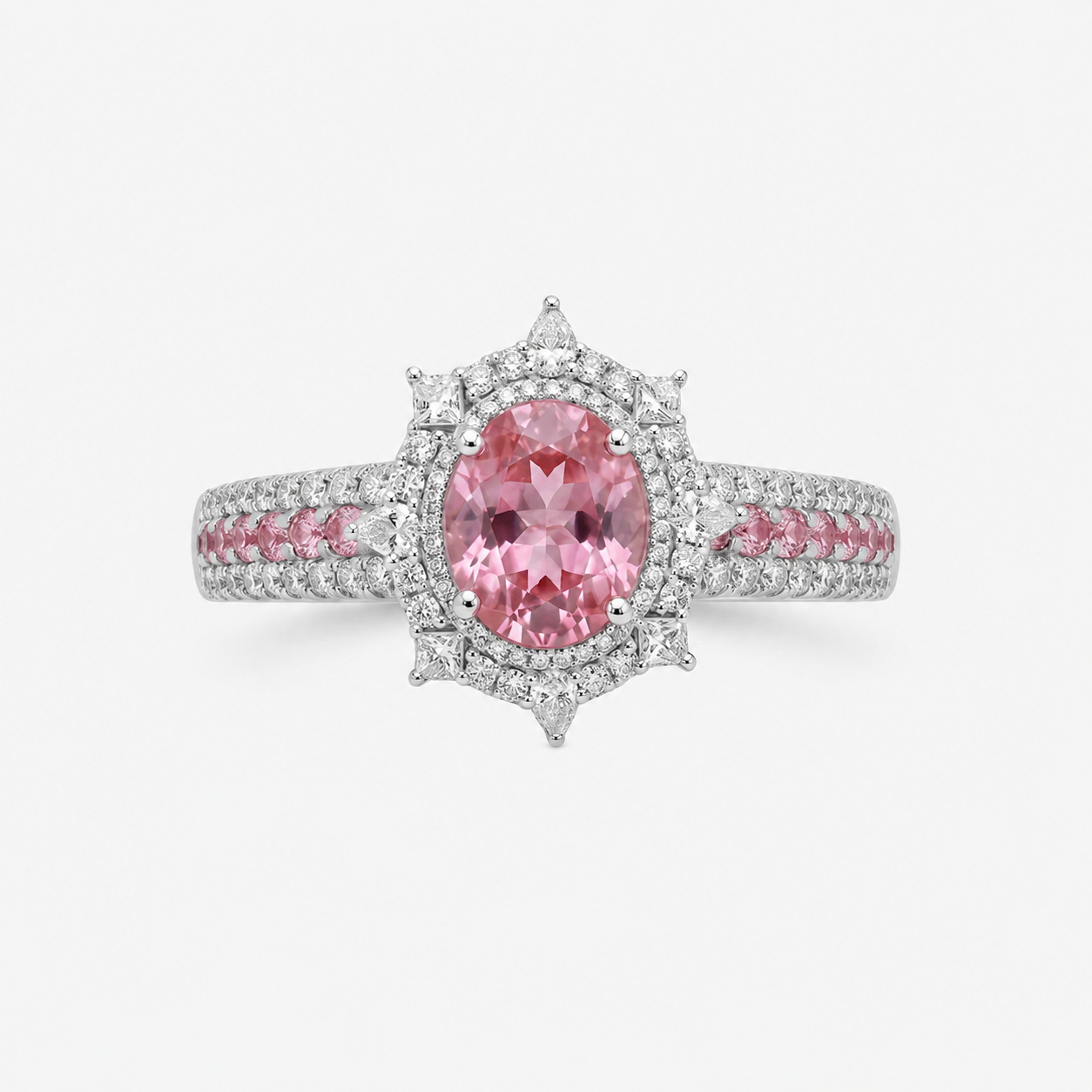Original Design - 2ct Oval Cut Pink Sapphire Engagement Ring