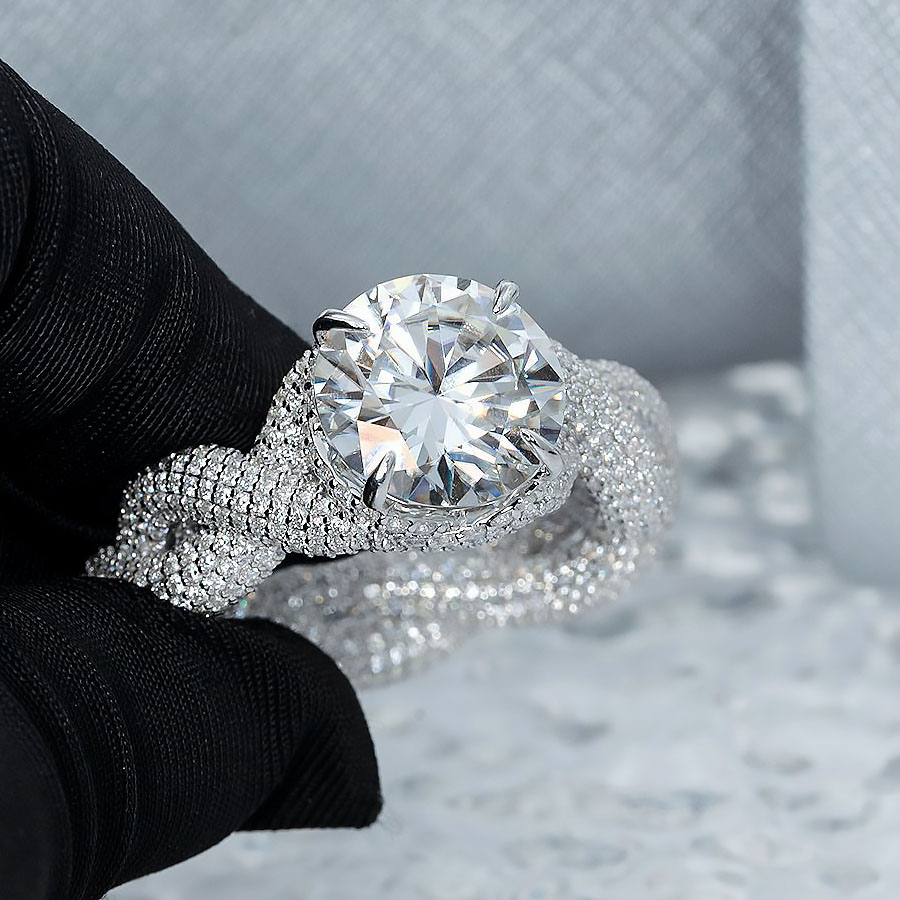 4ct Round Cut Black Sapphire Engagement Ring