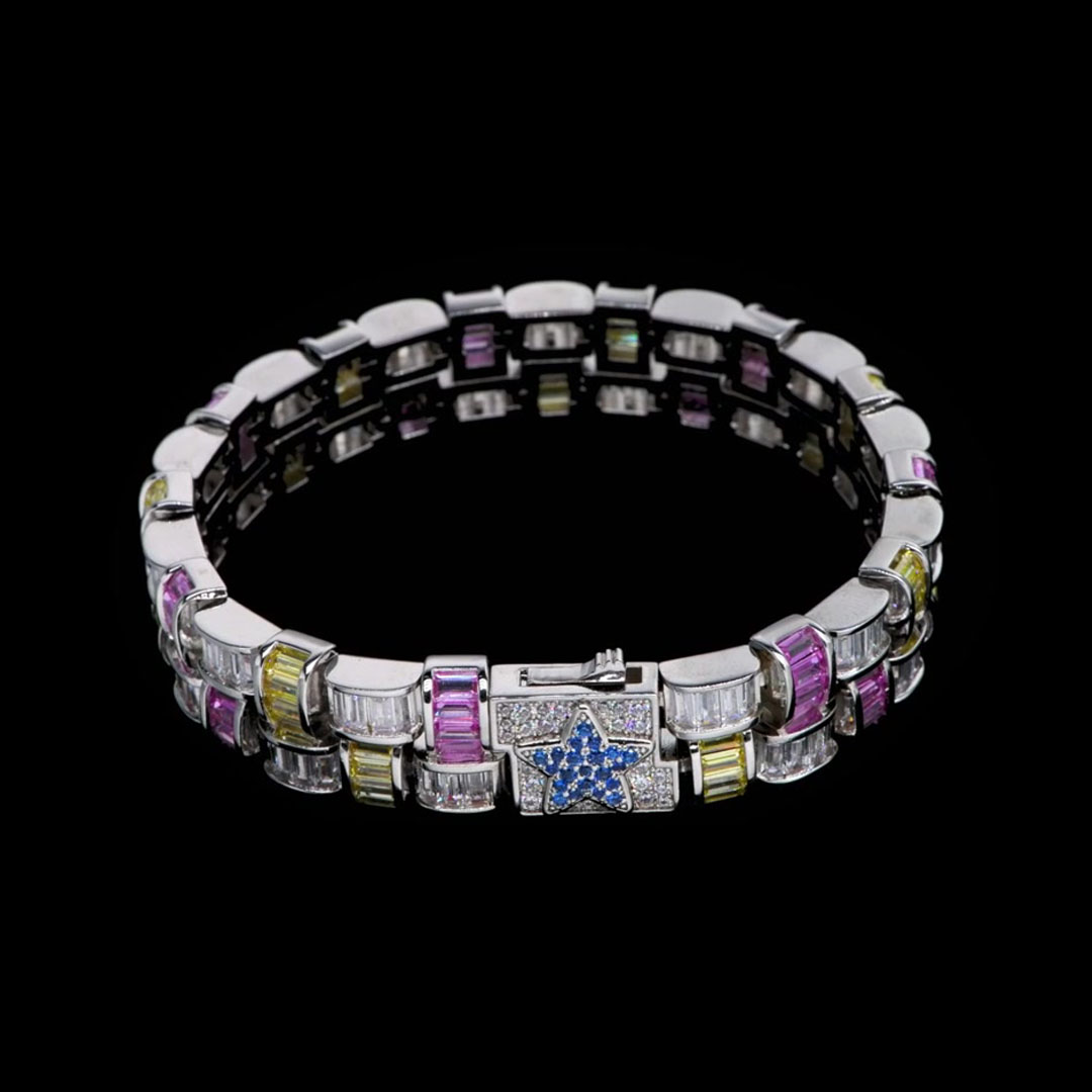 Baguette&Round Cut Multi-color Woven Bracelet