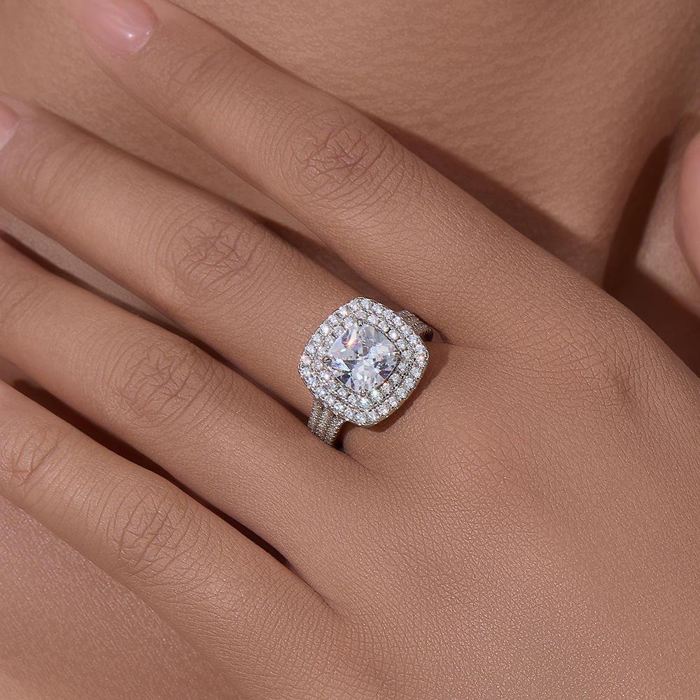 5ct Double Halo Cushion Cut Sapphire Engagement Ring