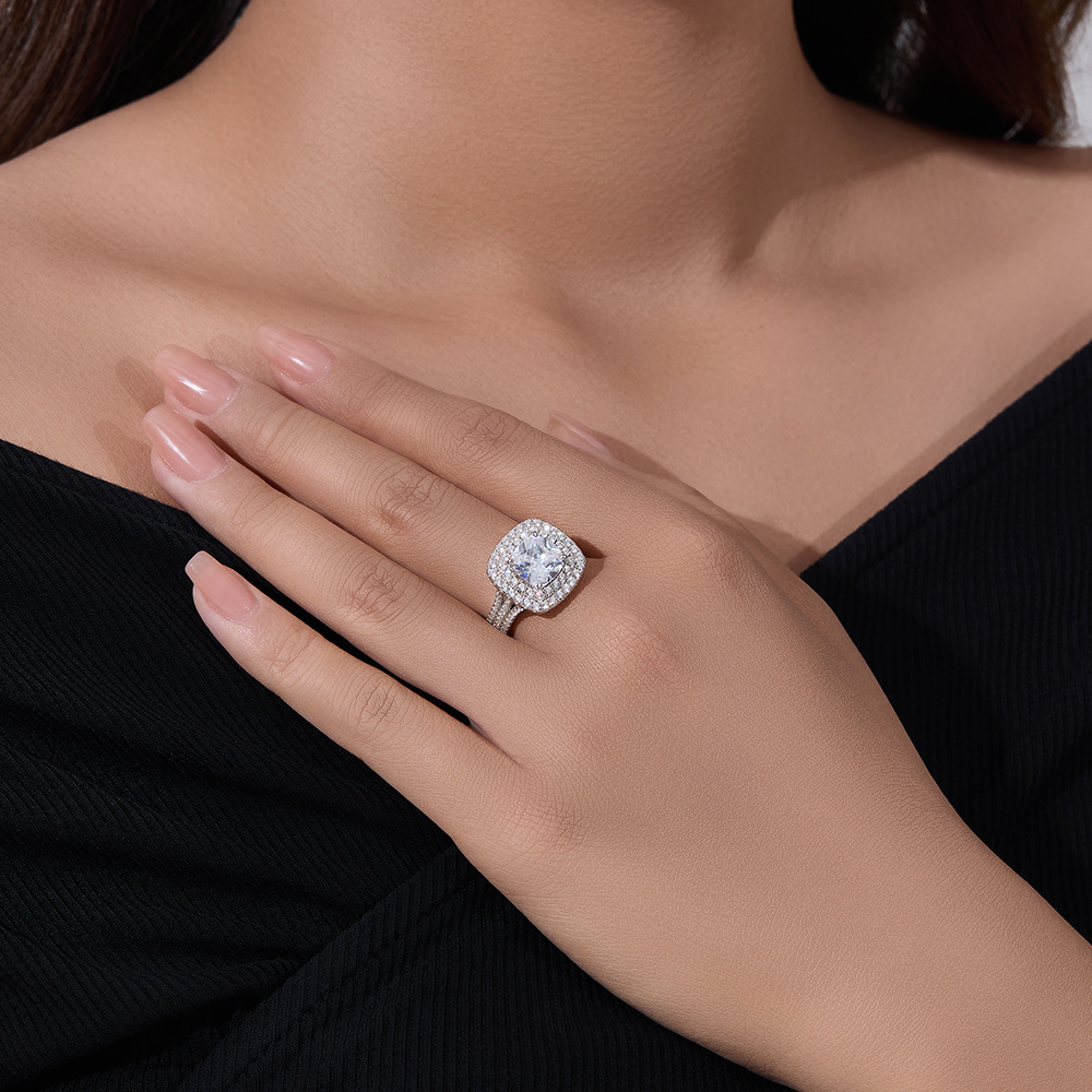 5ct Double Halo Cushion Cut Sapphire Engagement Ring