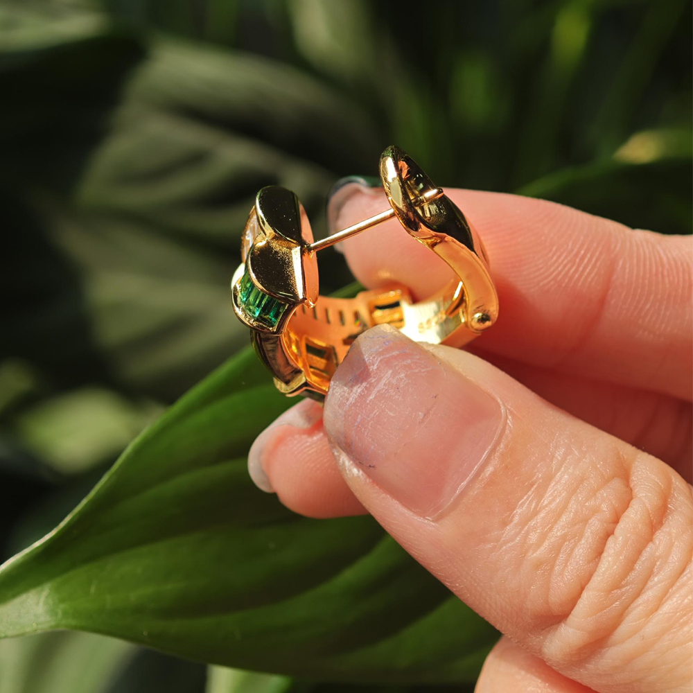 Emerald Cut Multi-color Gemstone Hoop Earrings