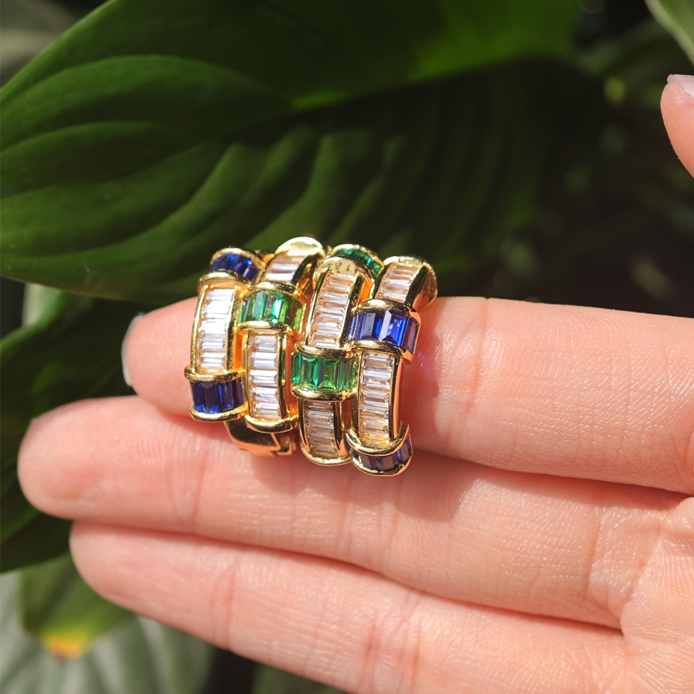 Emerald Cut Multi-color Gemstone Hoop Earrings