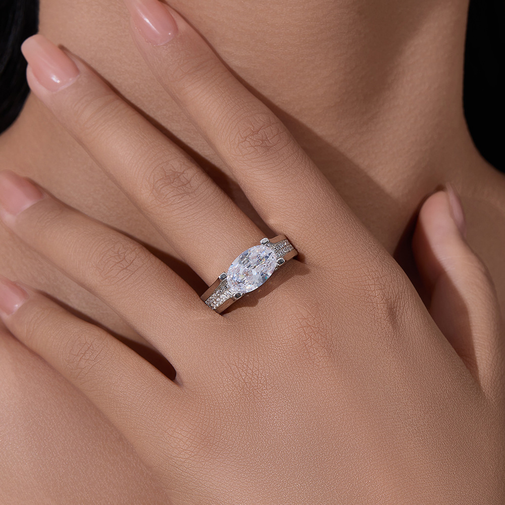 3.5ct East-west Design Oval Cut Engagement Ring