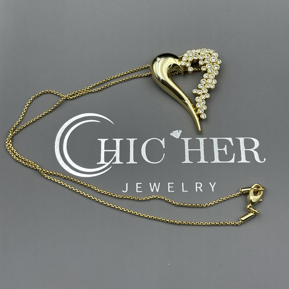 Round Cut Diamond Surrounded Heart Pendant Necklace