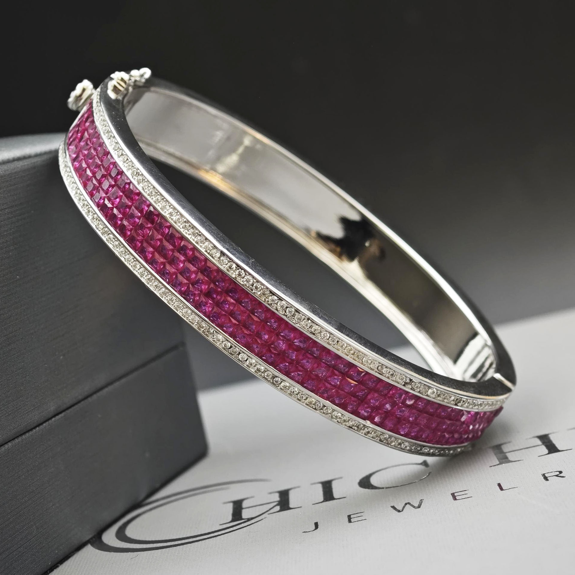 Three-Row Two-tone Invisible Setting Princess Cut Bracelet