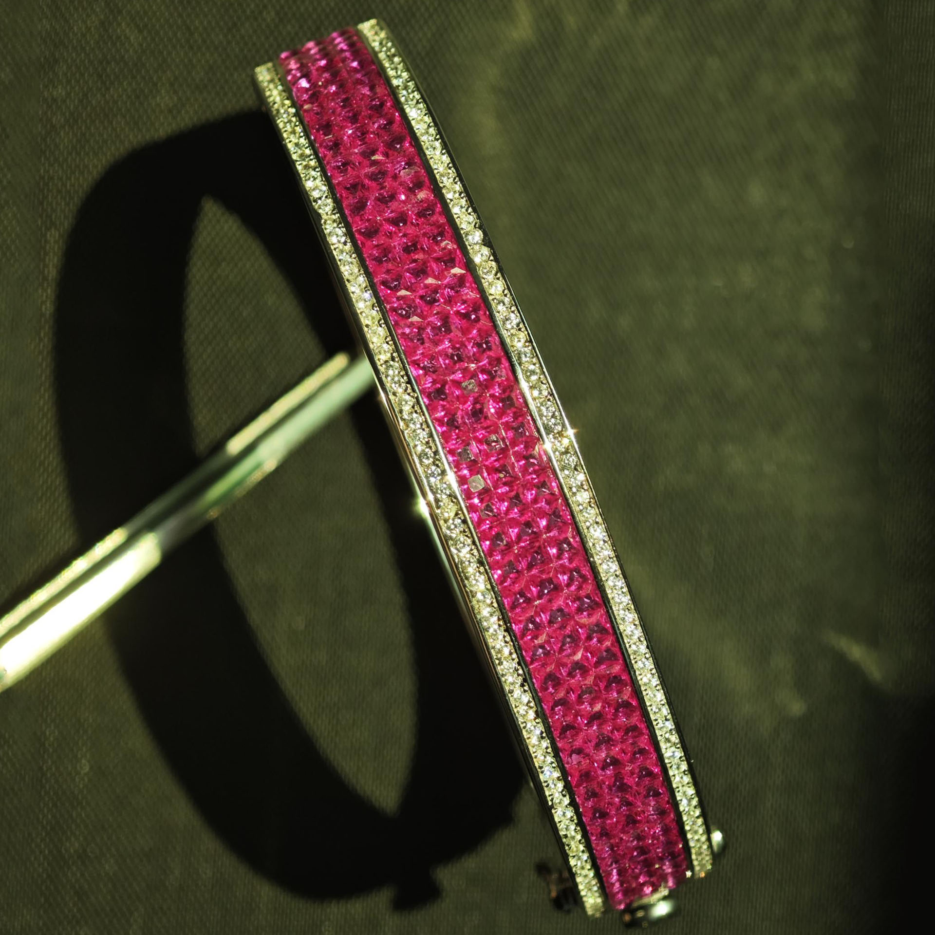 Three-Row Two-tone Invisible Setting Princess Cut Bracelet