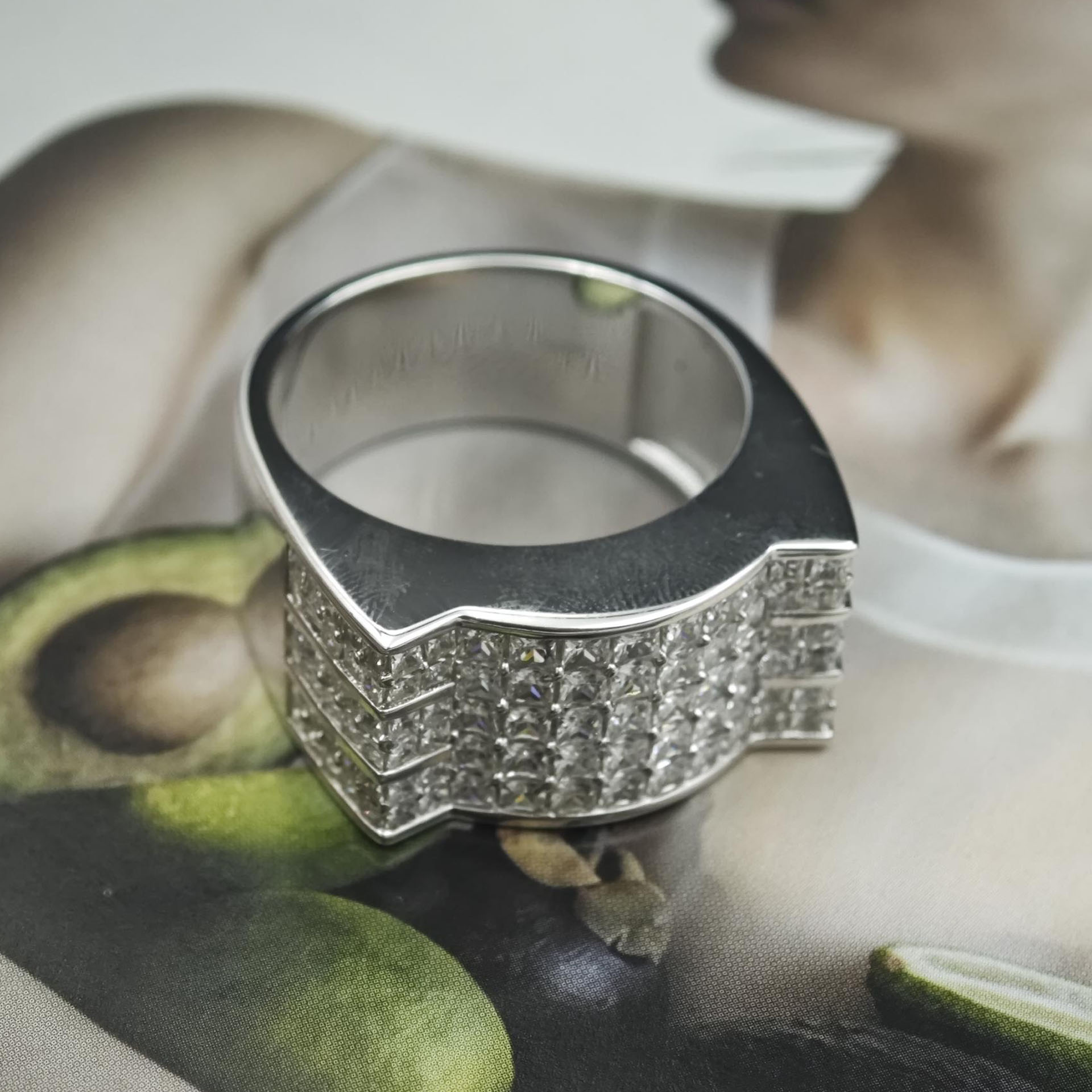 5.45ct Men's Invisibile Setting Princess Cut Wide Band