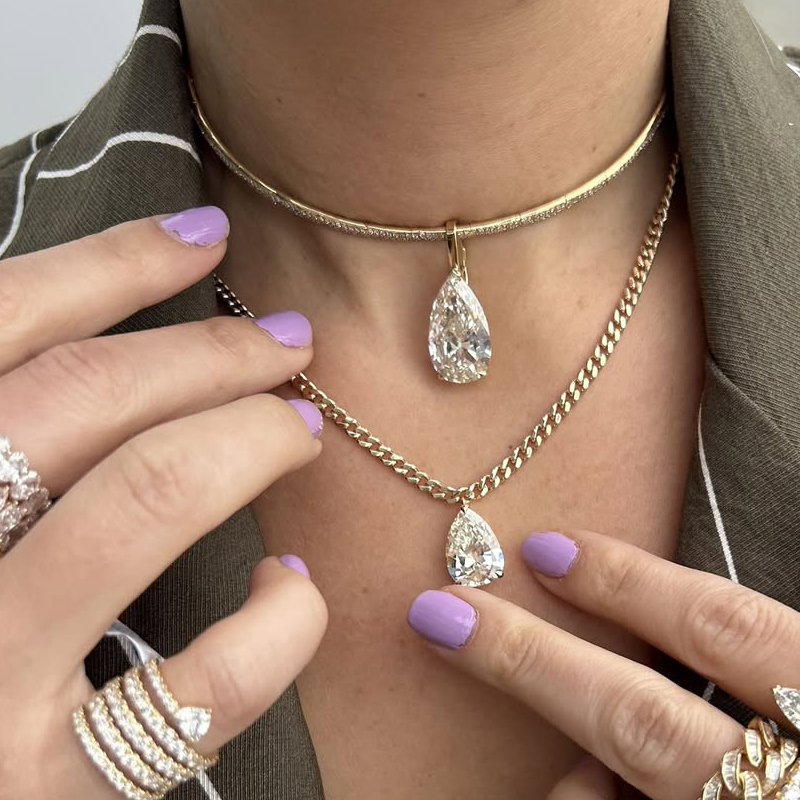 Fashion Pear Cut White Sapphire Choker Necklace