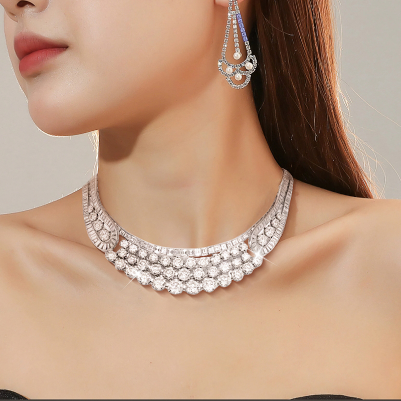 Multi-cut White Luxury Sapphire Necklace
