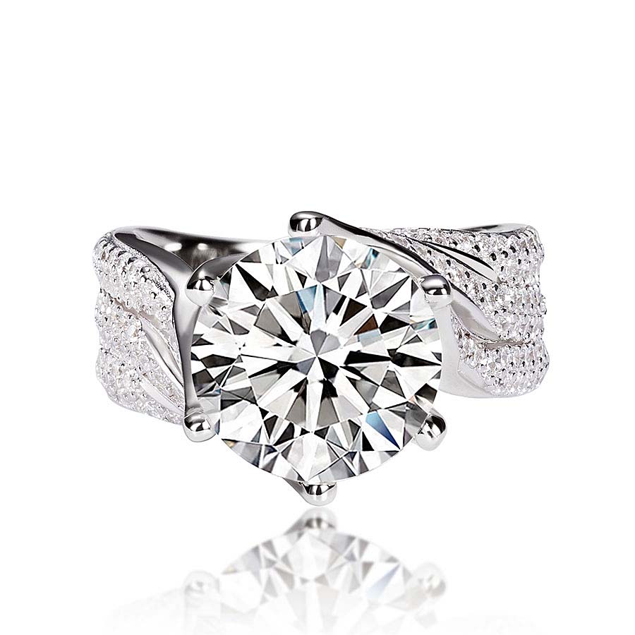 5ct Round Cut White Sapphire Engagement Ring