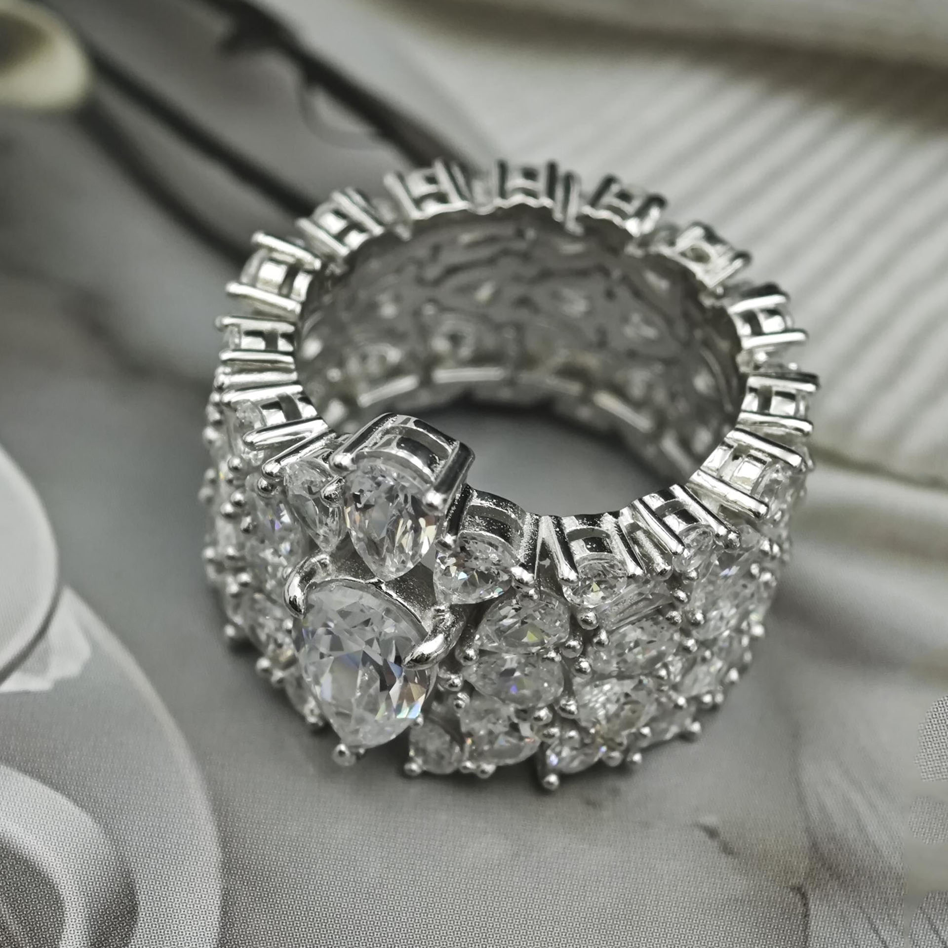 4ct Pear Cut White Sapphire Wedding Band For Women