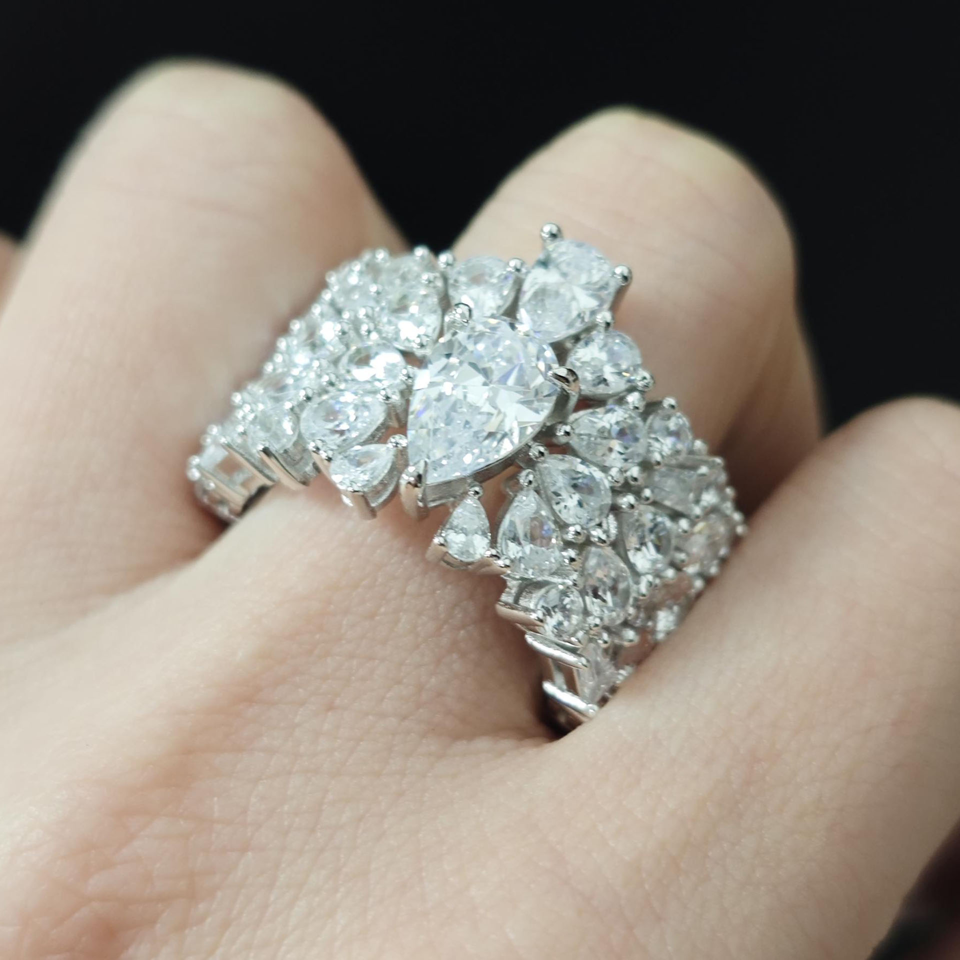 4ct Pear Cut White Sapphire Wedding Band For Women