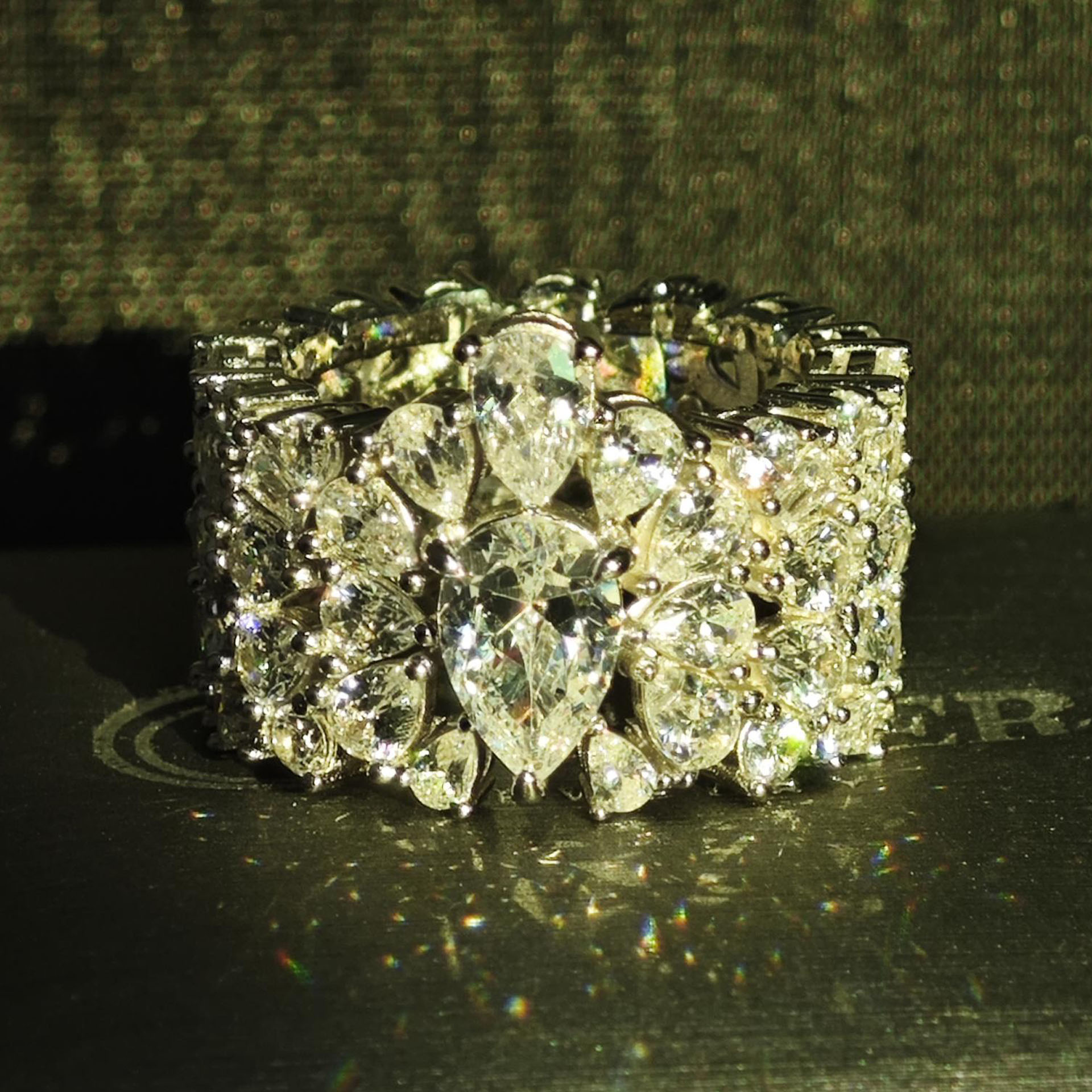 4ct Pear Cut White Sapphire Wedding Band For Women