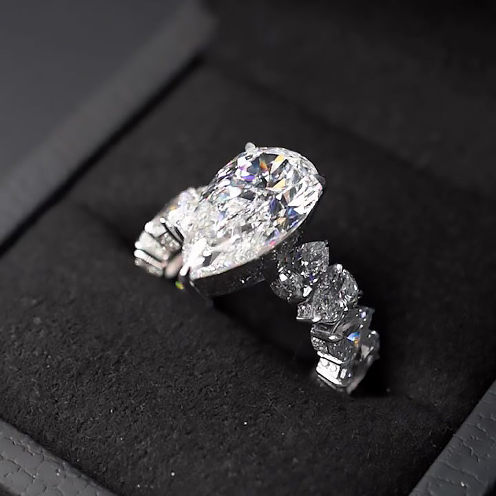 5ct Pear Cut White Sapphire Engagement Ring