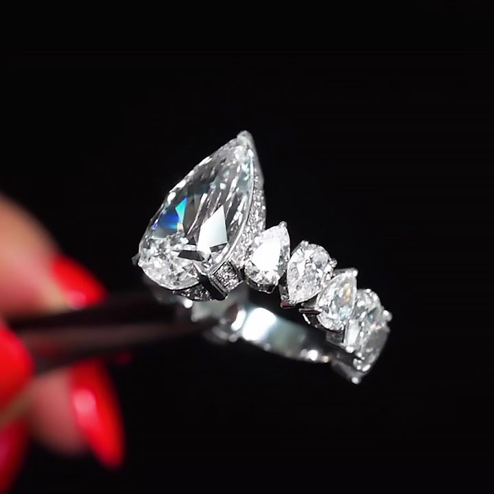 5ct Pear Cut White Sapphire Engagement Ring