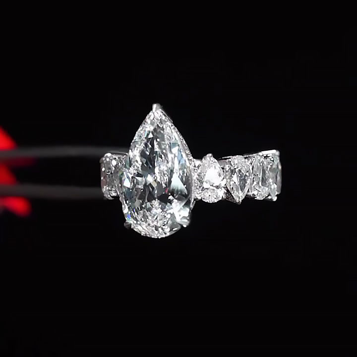 5ct Pear Cut White Sapphire Engagement Ring
