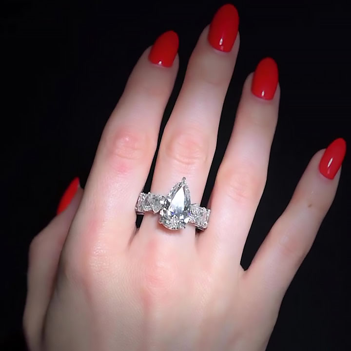 5ct Pear Cut White Sapphire Engagement Ring