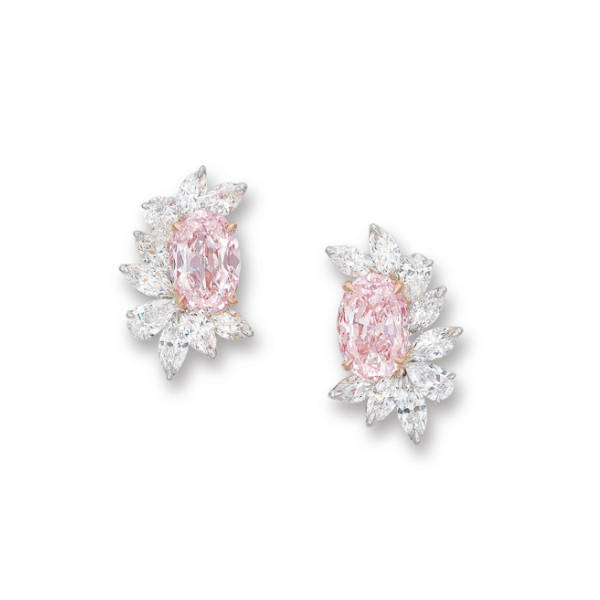 Halo Pink Sapphire Oval Cut Stud Earrings