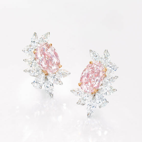 Halo Pink Sapphire Oval Cut Stud Earrings