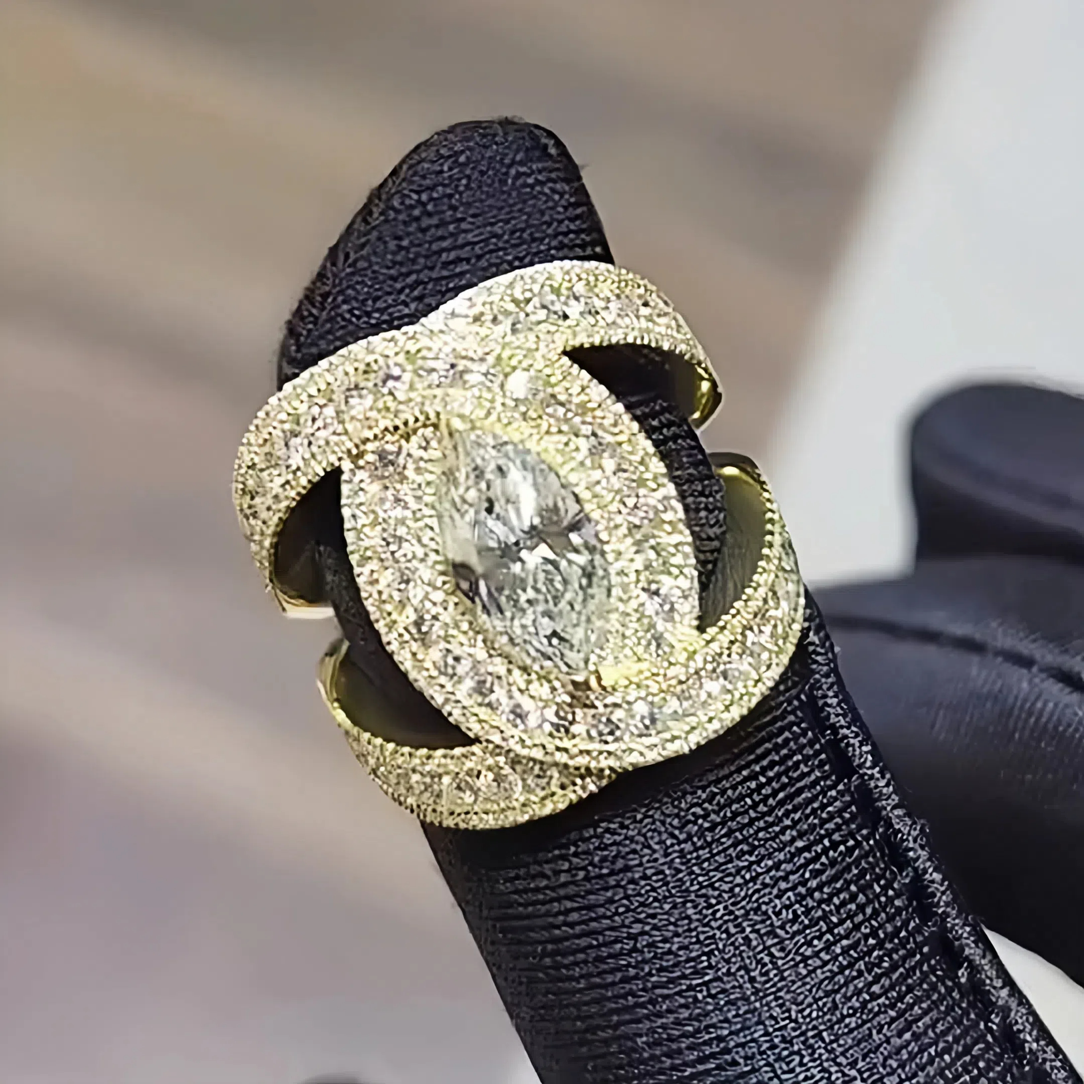 3ct Marquise Cut White Sapphire Split Shank Engagement Ring