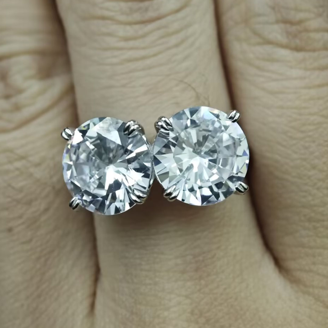 3.22ct Round Cut White Sapphire Toi et Moi Ring