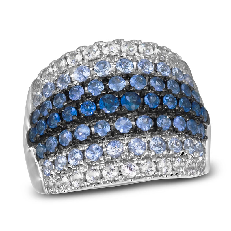 9.25ct Round Cut Gradient Sapphire Cocktail Ring