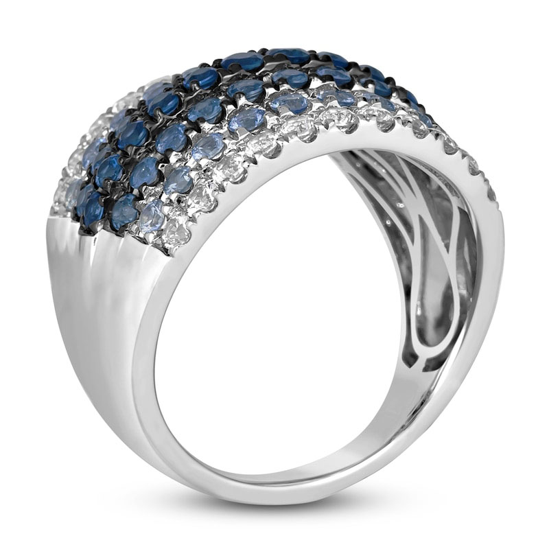 9.25ct Round Cut Gradient Sapphire Cocktail Ring