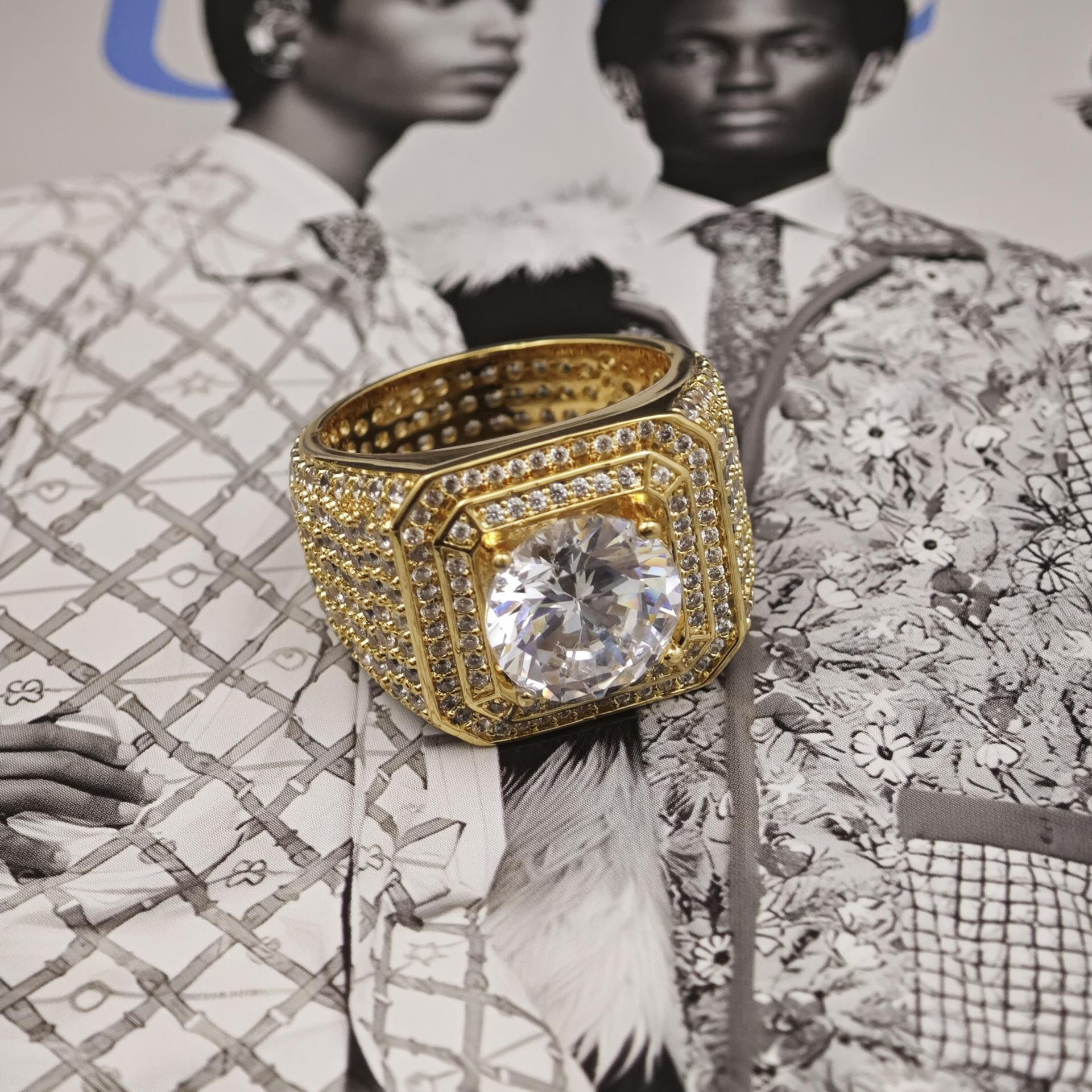 Men's 5ct Round Cut White Sapphire Engagement Ring