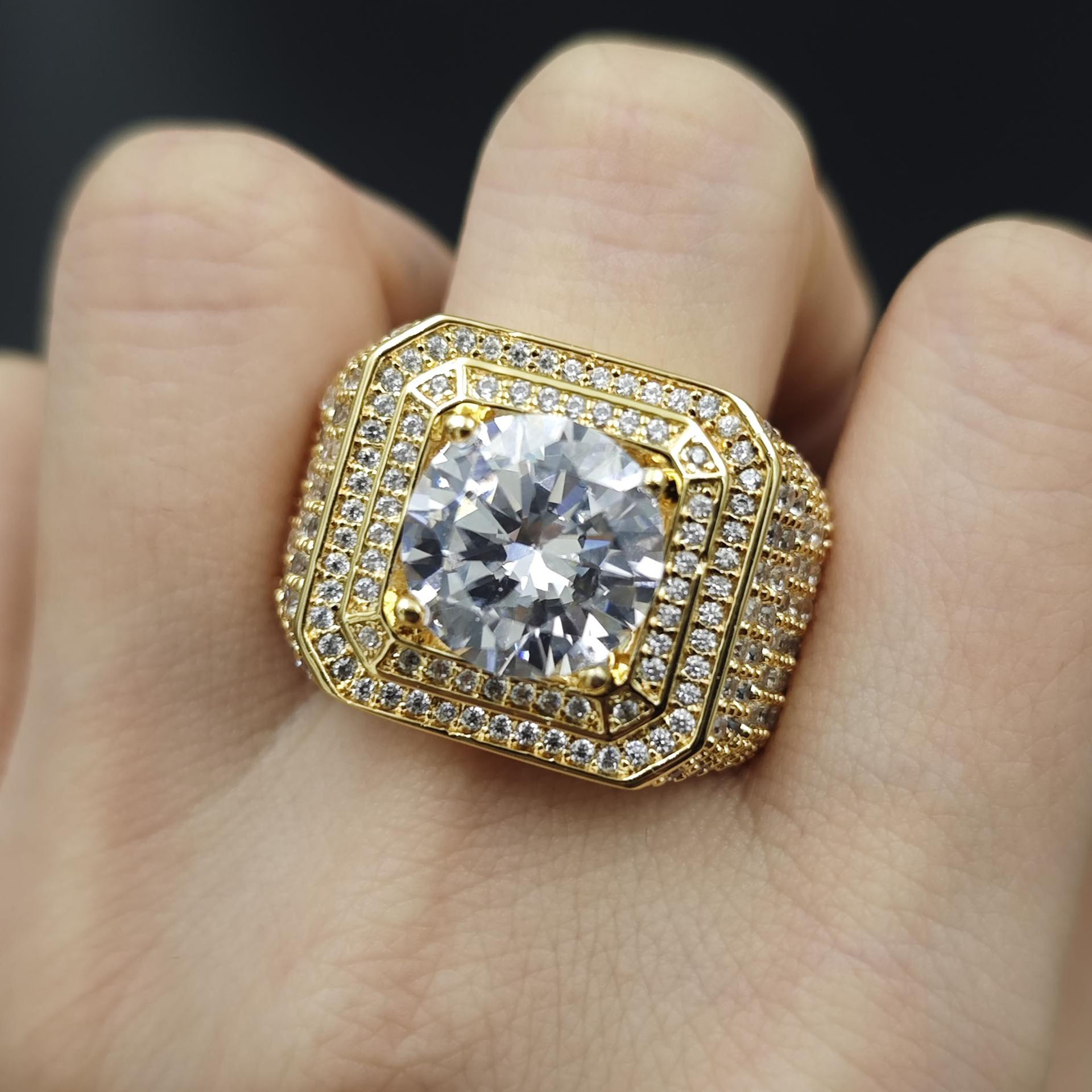 Men's 5ct Round Cut White Sapphire Engagement Ring