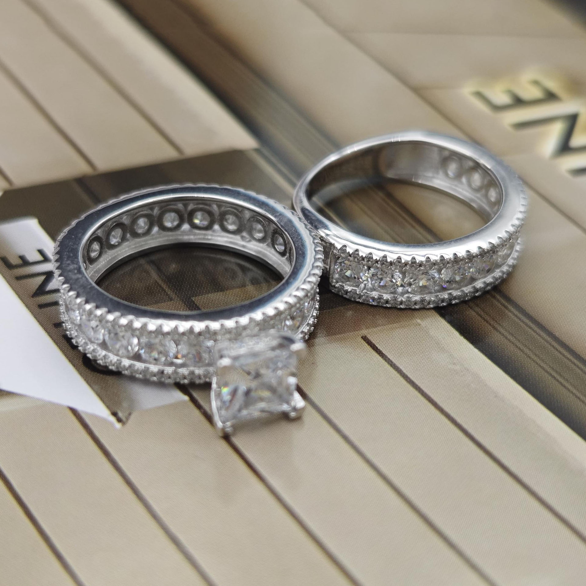 3ct Princess Cut White Sapphire Wedding Set