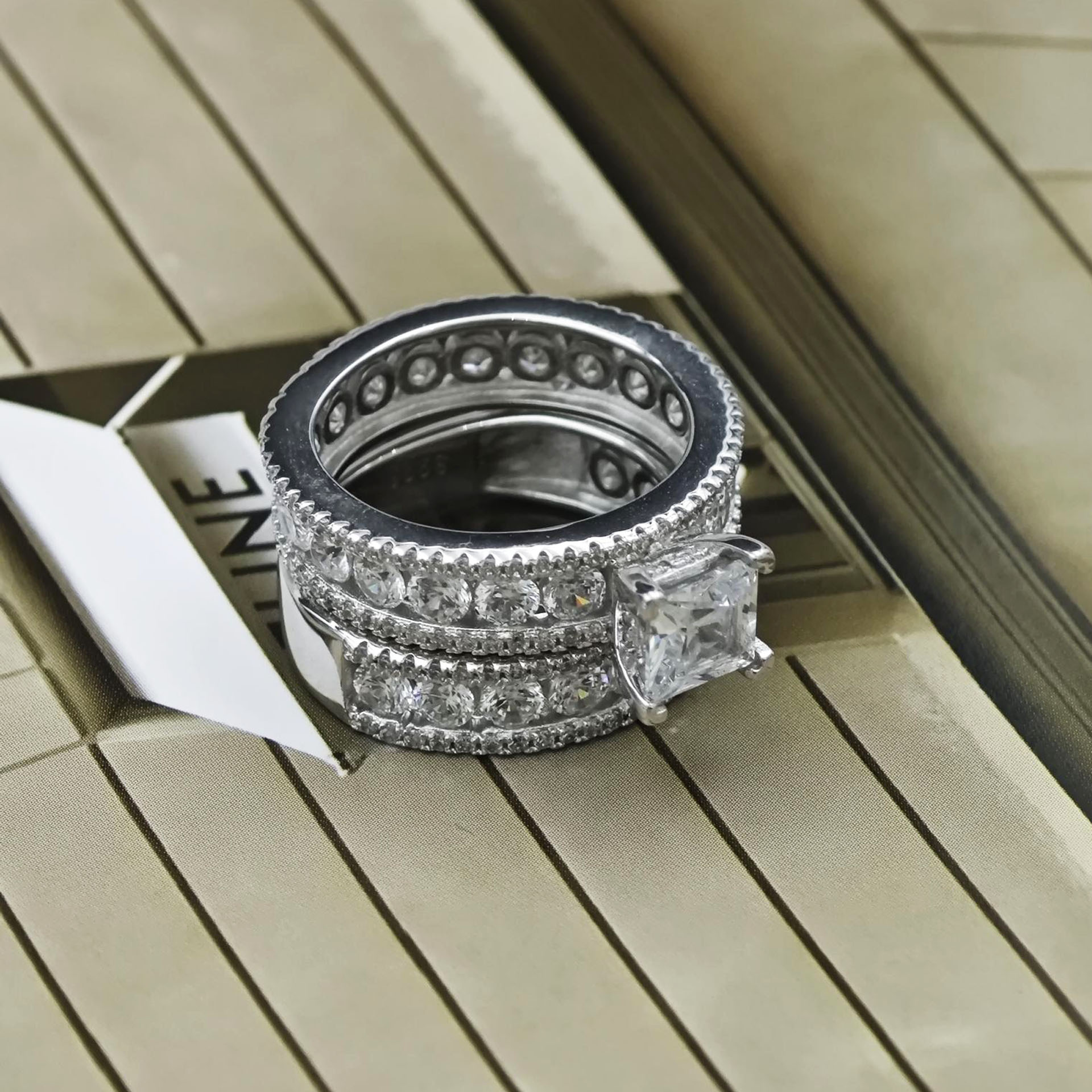 3ct Princess Cut White Sapphire Wedding Set