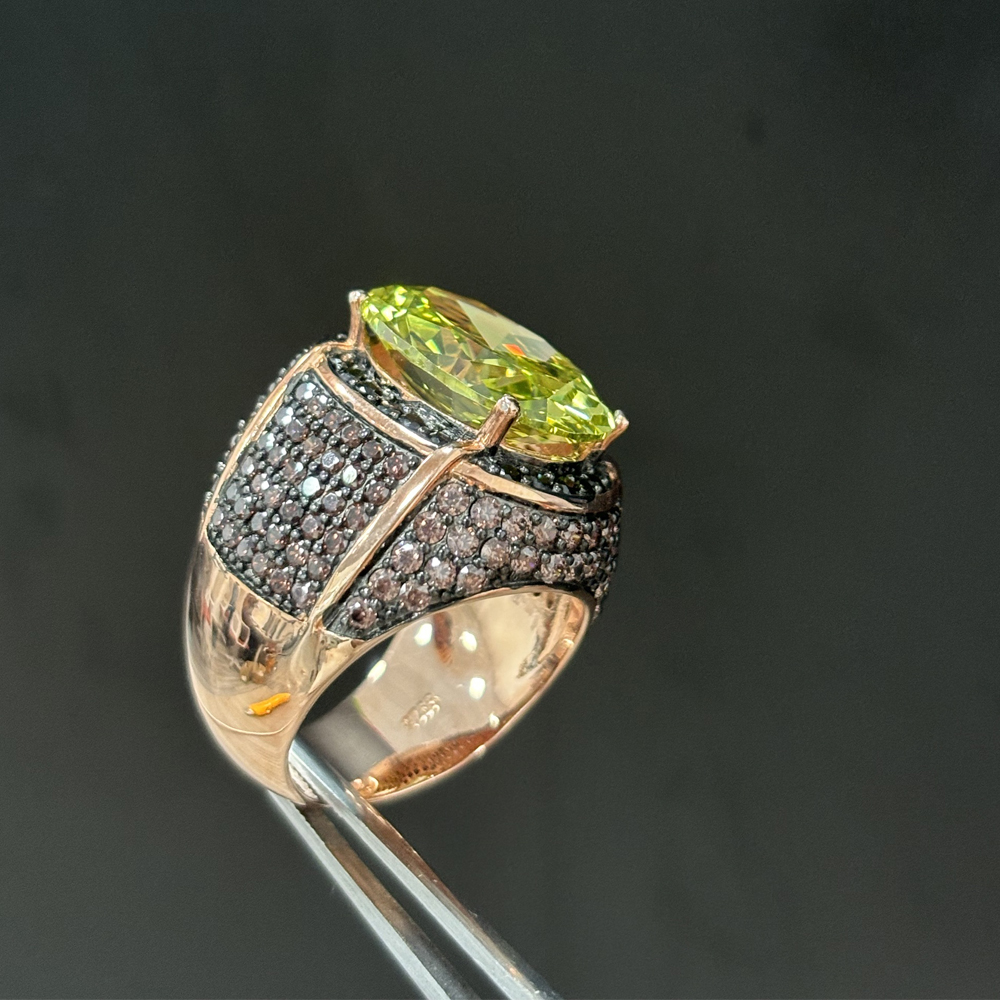 Micro Pave Setting 8ct Oval Cut Yellow Sapphire Cocktail Ring