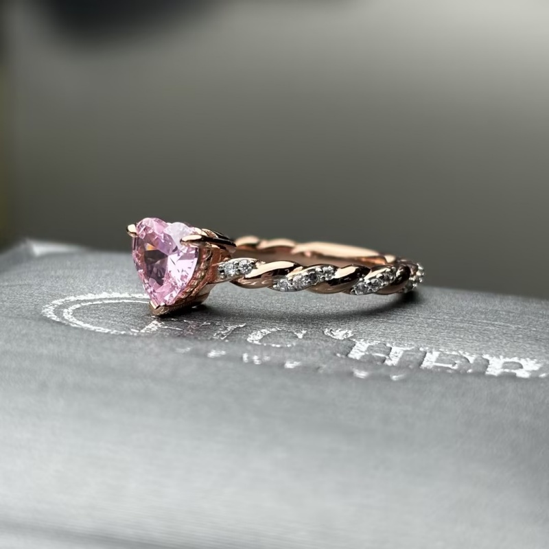 Romantic Rose Gold 2ct Heart Cut Pink Sapphire Engagement Ring